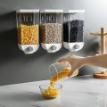 Easy Press Kitchen Wall Mounted Food Storage Container Cereal Dispenser Oatmeal Wall Mounted Container Cereal Dispenser For Oatmeal Cereal Spices Dry Fruits and other food items - In 1000ml, 1500 ml. 