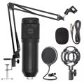 Bm 800 Condensor Microphone (Full Black) Kit with Pop Filter & Arm Scissor Stand. 