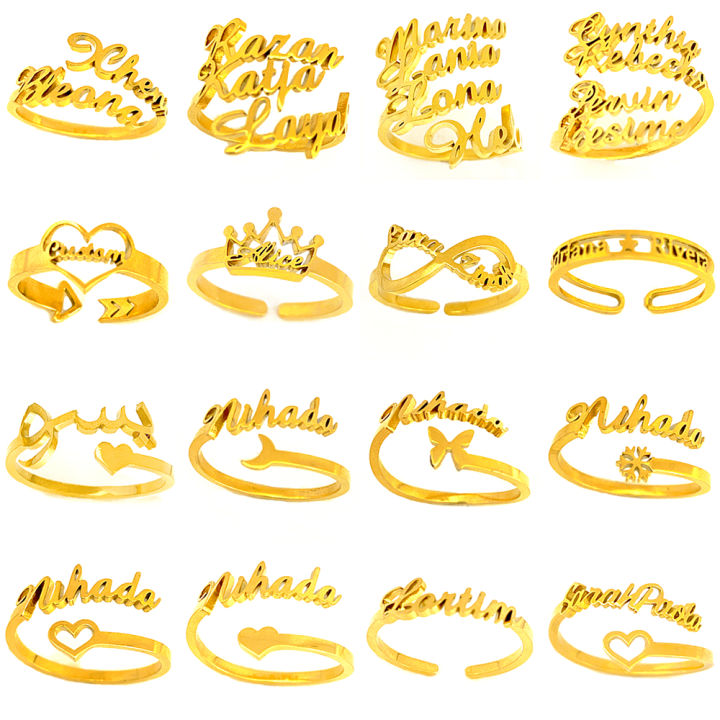 Personalized Multiple Name Ring Family Name Ring Custom Stackable Name Jewelry Three Four Names New Mom Gift For Women