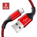 Type C Cable, Fundro USB C Fast Charger (2 Pack 3.3FT) Nylon Braided USB-C Charging Cord for Samsung Galaxy a40 a70 S10 S9 S8 plus Note 9 8, Huawei P30 P20 P10 Mate 20, Pixel,OnePlus 5 (Red). 