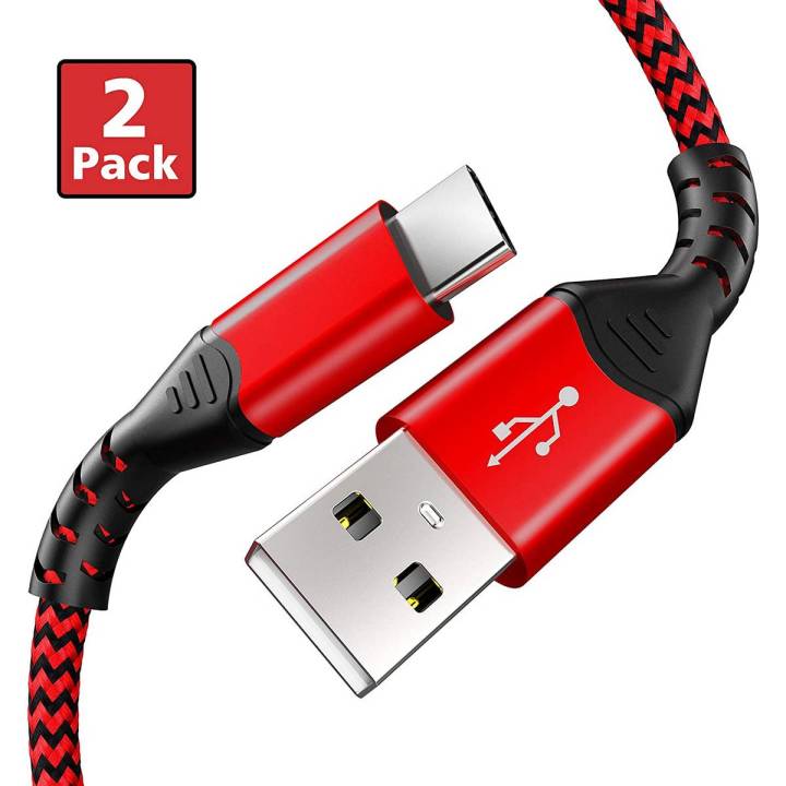 Type C Cable, Fundro USB C Fast Charger (2 Pack 3.3FT) Nylon Braided USB-C Charging Cord for Samsung Galaxy a40 a70 S10 S9 S8 plus Note 9 8, Huawei P30 P20 P10 Mate 20, Pixel,OnePlus 5 (Red)