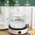 Techmanistan Heat Resistant Clear Glass Pot, Stovetop Glass Cooking Pot with Lid, Clear Pots for Cooking, Glass Soup Porridge Pot Microwave Glass Pan. 