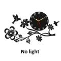 3D Wooden Wall Clock with LED Light Kiwi Bird Flower Shape Home Decor. 