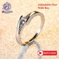 Rings For Girls With Box Silver Zircon Stylish Fancy Adjustable Open Ring Couple Gift. 