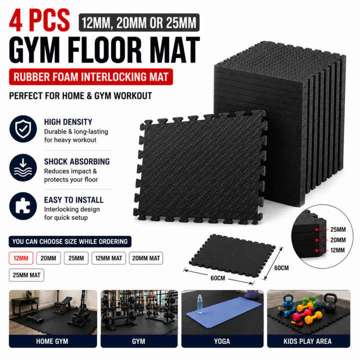 Interlocking Gym Floor Mats (4pcs)