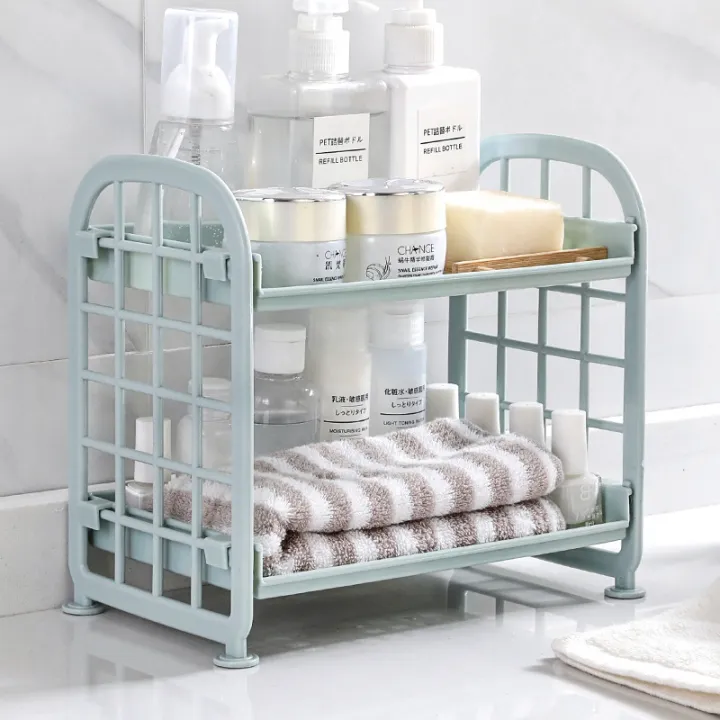 Plastic%20Desktop%20Organizer%20Double%20Layer%20Hollow%20Shelf%20For%20Cosmetics,%20Finishing,%20Kids,%20Kitchen%20And%20Bathroom%20Accessories%20Storage%20Rack%202%20Tier%20Shelf%20Holder%20-%20Image%205