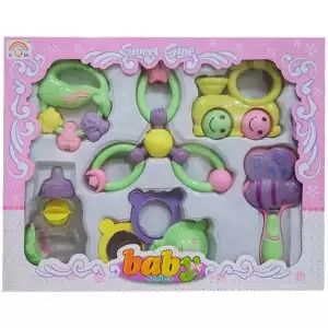 FMC New Born Baby Series Rattle Toys Set - 6 pcs[RANDOM COLOUR+RANDOM DESIGNS]