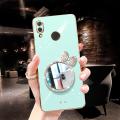 For Huawei Honor 8X Back Cover + Bowknot Makeup Mirror Fashion Shiny Plating Square Bumper Bling Girls Phone Case Soft TPU Silicone Shockproof Back Cover. 