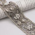 1 yards 40mm Ethnic Beaded Embroidery Organza Ribbon for Diy Headwear Accessories Clothing Dress Pearl Lace Decoration. 