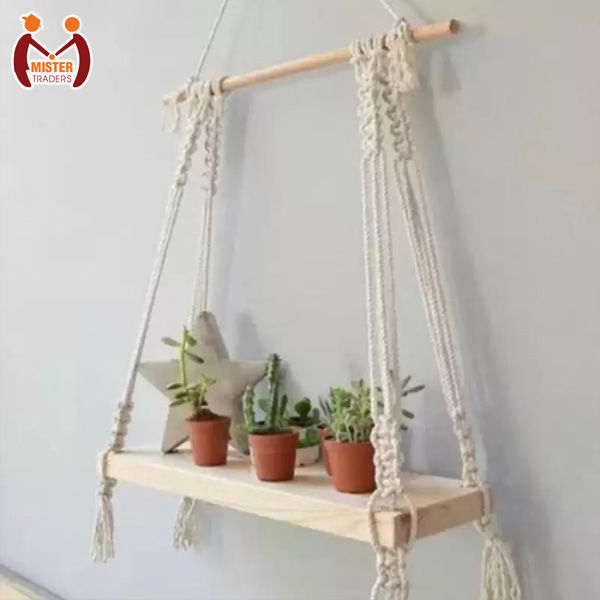 Mister Traders Brand Handmade Macrame Wall Hanging Shelve I Decorating items I Decorating items for home I Wall decoration items I Wall art I Wall art hangings I Home decor items I Decoration pieces I Decoration items I Office Decoration