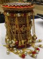 Indian Style Bridal Red Bangles Set Hand Crafted with Love Bridal Bangels with Latkan 11 Pieces Set for New Brides Hand Made Fancy Bangles for Girls and Women Bridal Kundan Chura Bangals Indian Bride Kangan Set Traditional Bride Set for Girls and Women. 