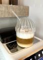 1 Piece Glass Oval Lid Heat Resistant Pinterest Cup | Coffee and Presentation Cup | 430 ml. 