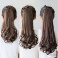 Long Curly Ponytail Wig Light Brown Drawstring Clip In Ponytail Hair Extensions Synthetic Heat Resistant Hair Tail. 