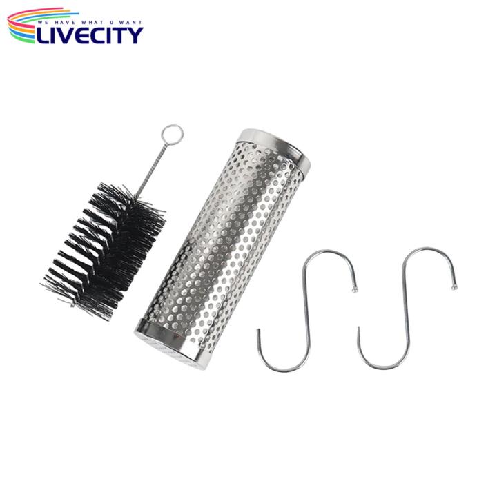 Barbecue Tube Premium Stainless Steel Bbq Smoke Pipe Set for Grills Enhance Flavors with Hot/cold Smoking Includes Brush Hooks Ideal for Rust-proof Smoke Pipe