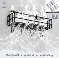 Kitchen Organizer Rack with Hooks - Wall-Mounted Metal Storage Shelf for Spices, Jars, and Utensils. 