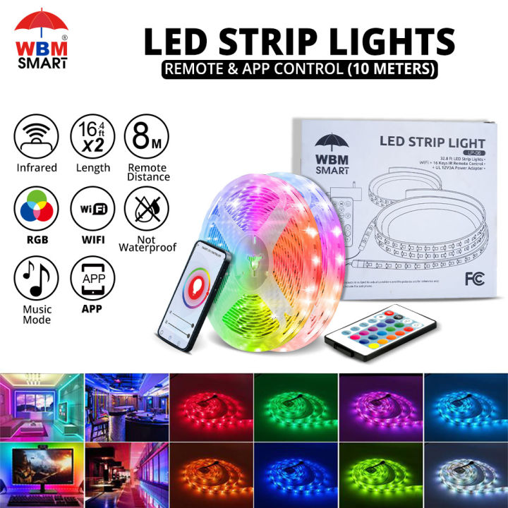 WBM Smart TV Backlight Color Changing RGB LED Strip Light, App Control 9.5 Feet Long Strip Light