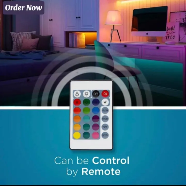 16ft RGB LED Strip Light with Remote – Color Changing LED Lights Kit ...