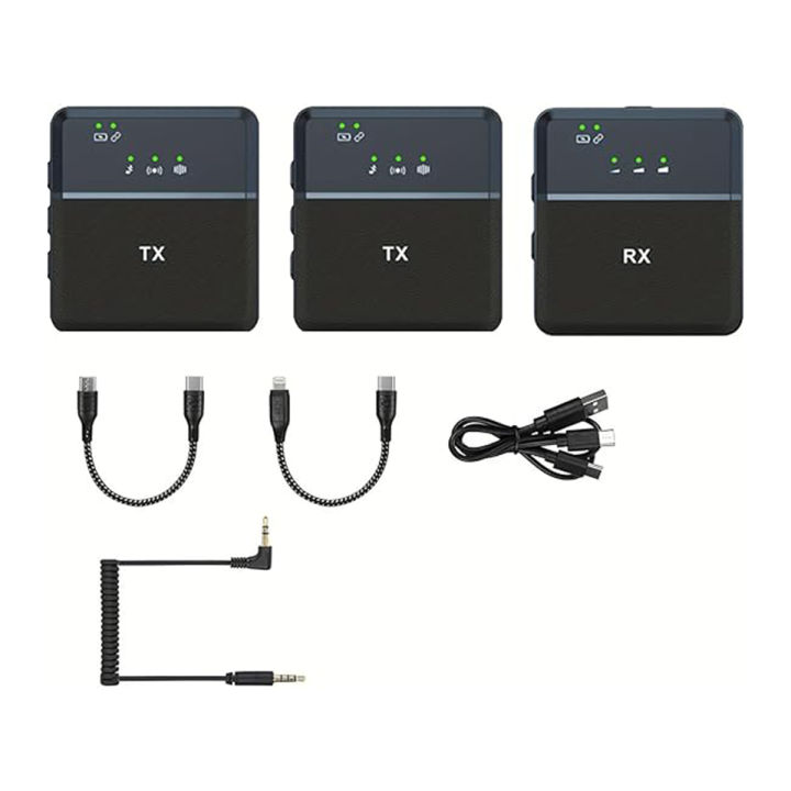 SX9 Wireless Microphone for Laptop PC iPhone Android - 2 Microphones 1 Receiver, Intelligent Noise Reduction