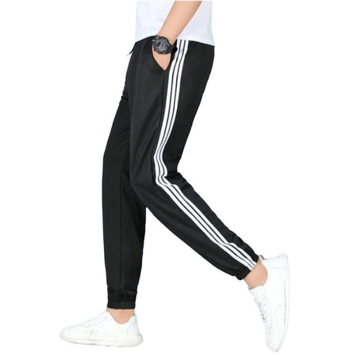 Summer Strip Black Trouser for Man and Women Gym ,Running Casual Wear In Quality Fabric