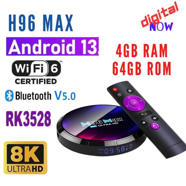 H96 MAX RK3528 Smart TV Box Android 13 Rockchip 3528 Quad Core Support 8K Video Wifi6 BT5.0 Media Player Set Top Receiver