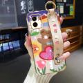 JIUMOO For VIVO Y15a Case With Wristband New Design Phone Case For Girl Women Thin Pattern Oil Rainbow Bear Shockproof Plating Silicone Casing Full Cover SoftCase Protection Cases. 