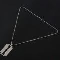 Men's Stainless Steel Razor Blade Pendant Chain Necklace Silver. 