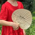 Summer Raffia Hand Fans Stylish 37cm Stringed Handmade Raffia Fans Natural raffia Farmhouse Palm Leaf Hand Fans for Wedding. 