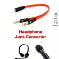 3.5mm Female to Dual Male Audio Y Splitter Cable - Single Pin Headphones Connect With PC (Daraz Like New). 
