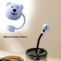 Silicone Straw Cover Adorable Bear-shaped Silicone Straw Lid for Home Party Decoration Reusable Dust-proof Durable Silicone Straw Accessory. 