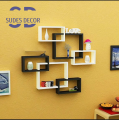 Wall mounted Wooden piece decoration shelves racks wall decor home decor office tiers decoration piece holder Box intersect shelves 6 Tier wall decoration shelf. 