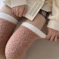 Superman Ruoias Winter Warm Coral Fleece Over-knee High Socks for Women Plush Home Sleep Floor Long Socking Jk Solid Soft Thigh High Fun Sock. 