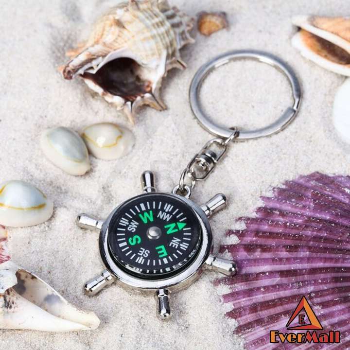 Compas Keychain, Fashion Compas Keyring, Compas with key holder for Home, Bike, Car, Bag, Purse, Wallet - Great Gift for Boys and Girls