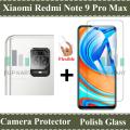 Xiaomi Redmi Note 9 Pro Max Glass Protector Tempered Glass Screen Protection Polish Glass + Back Camera 9H Gorilla Flexible Protector For Xiaomi Redmi Note 9 Pro Max. 