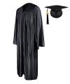 University Graduation Gown - Black Silk Academic Dress, 42 Inches, Universal Fitting. 