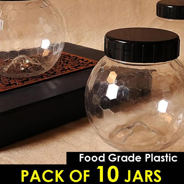 Pack of 10 Diamond Design Jars for Kitchen Storage