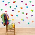 55 RAINBOW CONFETTI HEART WALL DECALS 3 INCH EACH. 