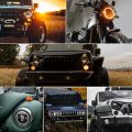 7 Round LED Headlight Cafe Racer for Yamaha, Harley, Road King, Jeep Wrangler,  Angel Eyes 7 Inch Motorcycle LED Headlight. 