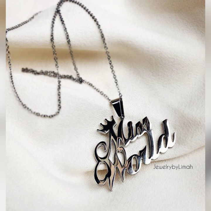 Personalized Crown Silver Plated Name Locket Double Name