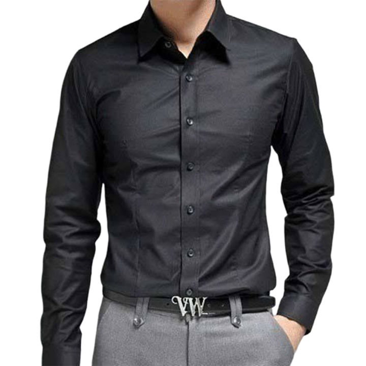 Men formal black shirt cotton stuff office use