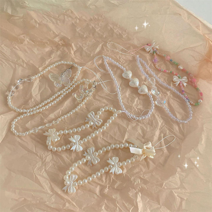 Fashionable%20Pearl%20Phone%20Necklaces%20Elegant%20Pearl%20Phone%20Charm%20Women's%20Beaded%20Phone%20Straps%20Pearl%20Bow%20Phone%20Chain%20Handmade%20Pearl%20Phone%20Straps%20-%20Image%203