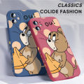 Hontinga for Samsung Galaxy A52 5G / 4G / A52S 4G Case Cat and Mouse Design Side Design Phone Case Square Edge Pattern Liquid Silicone Cases Full Cover Camera Shockproof Protective Case. 
