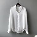 Spring Fashion Button-Up Satin Silk Shirt for Women - Long Sleeve Vintage Blouse. 