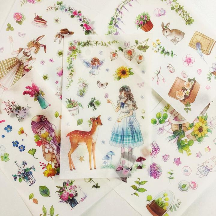 6 Sheets Classical Princess Fairy Tale Adhesive Stickers Decorative Album Diary Stick Label Paper Kids Gift