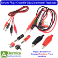 4mm Red and Black Banana Socket Plug Adapter and 28/45mm Crocodile Clip & Multimeter Test Leads by Electrica. 
