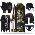 CU Full Cricket Pro Edition Kit Thigh Guard Abdominal Guard Helmet Batting Gloves Bat Kit Bag Leg guard Pad Complete Set. 