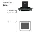 GOLDEN FUJI - Kitchen Range Hood - Wall Mounted - Pure Copper Motor Blower - Powerful Suction 1000CFM - Hand Sensor - Touch Panel - GF400. 