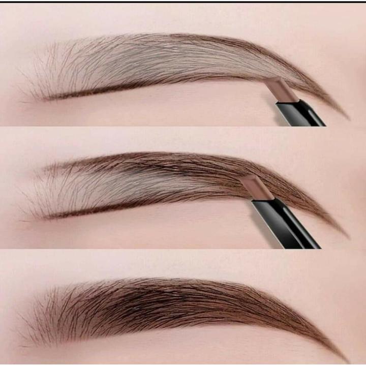 Eyebrows Drawing 2 in 1 Waterproof Eyebrow Pencil - Eyebrow Pencil + Brush - DARK BROWN SHADE - Wahab Products