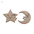 2x50 Pieces Natural Wooden Moon Stars Shapes for DIY Crafts. 