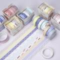 Cute Scrapbooking Solid Color Washi Tape Set 5 Pcs Decorative Masking Tape Adhesive Tape. 