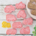 8Pcs/set Vehicle Engineering Car 3D Cartoon Cookie Mold Biscuit Cutter Stamps DIY Fondant Plunger Cake Tools Kitchen Baking Pastry Bakeware Baking Tool. 